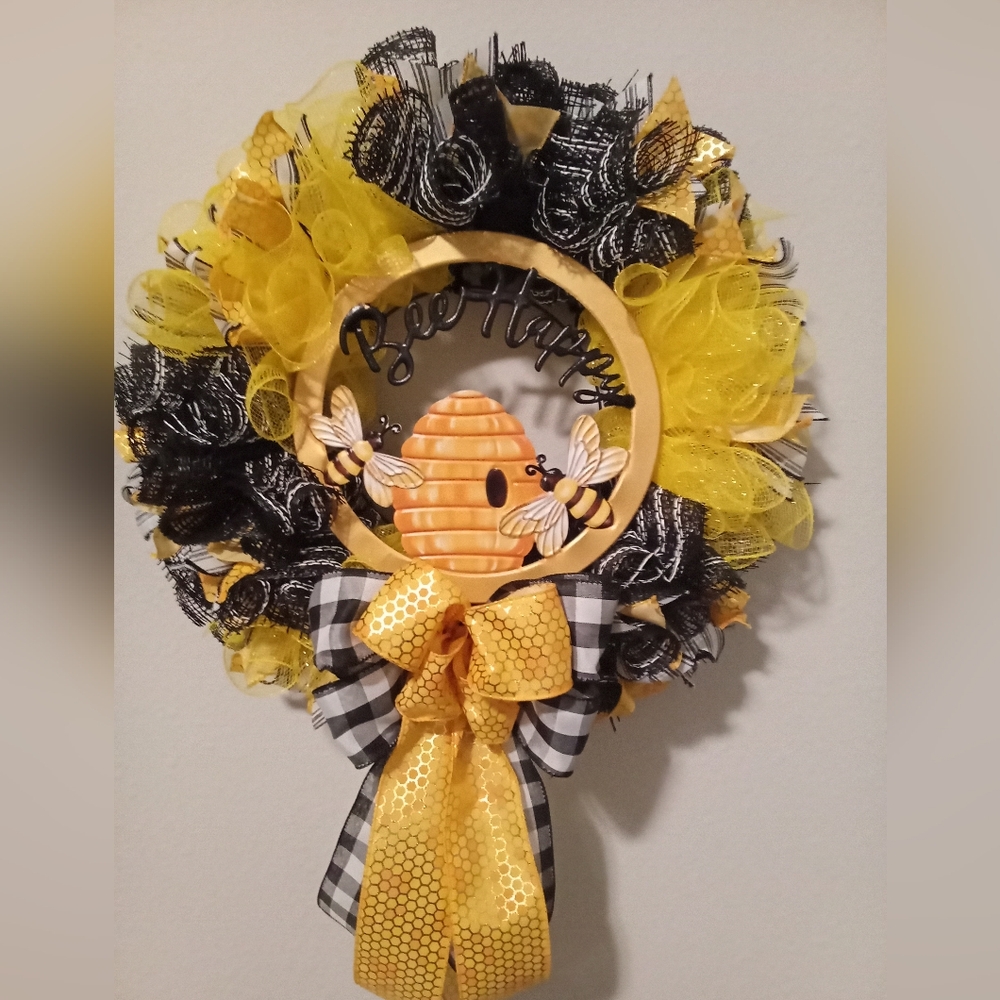 Yellow and Black Bee Wreath